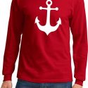 Mens Sailing Shirt White Anchor Long Sleeve Tee T-Shirt