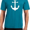 Mens Sailing Shirt White Anchor Moisture Wicking Tee