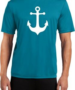 Mens Sailing Shirt White Anchor Moisture Wicking Tee