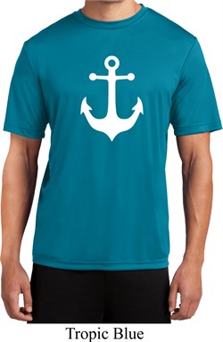 Mens Sailing Shirt White Anchor Moisture Wicking Tee