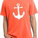 Mens Sailing Shirt White Anchor Pigment Dyed Tee T-Shirt