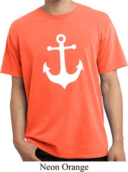 Mens Sailing Shirt White Anchor Pigment Dyed Tee T-Shirt