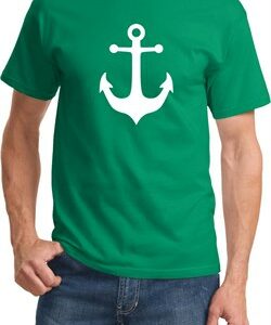 Mens Sailing Shirt White Anchor Tee T-Shirt