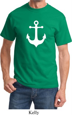 Mens Sailing Shirt White Anchor Tee T-Shirt