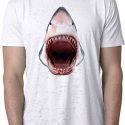 Mens Shark Shirt 3D Shark Burnout Tee T-Shirt