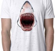 Mens Shark Shirt 3D Shark Burnout Tee T-Shirt