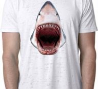 Mens Shark Shirt 3D Shark Burnout Tee T-Shirt