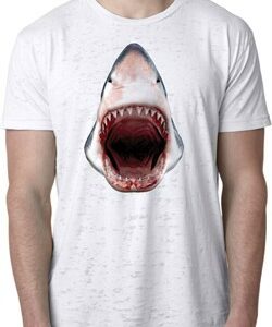 Mens Shark Shirt 3D Shark Burnout Tee T-Shirt