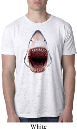 Mens Shark Shirt 3D Shark Burnout Tee T-Shirt