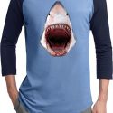 Mens Shark Shirt 3D Shark Raglan Tee T-Shirt