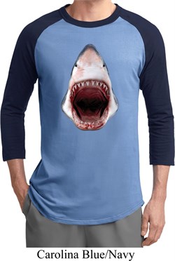 Mens Shark Shirt 3D Shark Raglan Tee T-Shirt