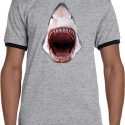 Mens Shark Shirt 3D Shark Ringer Tee T-Shirt