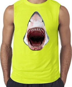 Mens Shark Shirt 3D Shark Sleeveless Tee T-Shirt