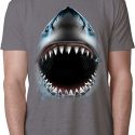 Mens Shark Shirt Big Shark Face Burnout T-Shirt