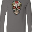 Mens Skull Shirt Sugar Skull with Roses Lightweight Hoodie Tee