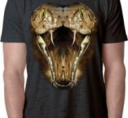 Mens Snake Shirt Big Cobra Snake Face Burnout T-Shirt