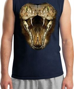 Mens Snake Shirt Big Cobra Snake Face Muscle Tee T-Shirt