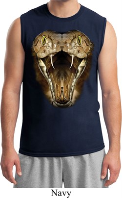 Mens Snake Shirt Big Cobra Snake Face Muscle Tee T-Shirt