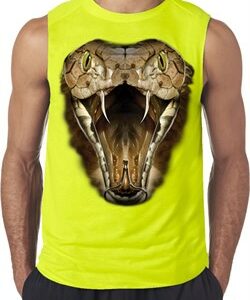 Mens Snake Shirt Big Cobra Snake Face Sleeveless Tee T-Shirt