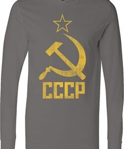 Mens Soviet Shirt CCCP Distressed Lightweight Hoodie Tee