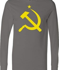 Mens Soviet Shirt Yellow Hammer And Sickle Lightweight Hoodie Tee