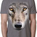 Mens Wolf Shirt Big Wolf Face Burnout T-Shirt