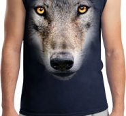 Mens Wolf Shirt Big Wolf Face Muscle Tee T-Shirt