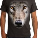 Mens Wolf Shirt Big Wolf Face Organic T-Shirt