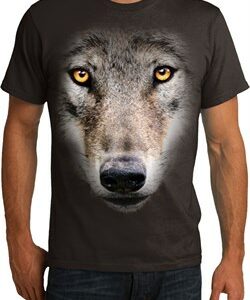 Mens Wolf Shirt Big Wolf Face Organic T-Shirt