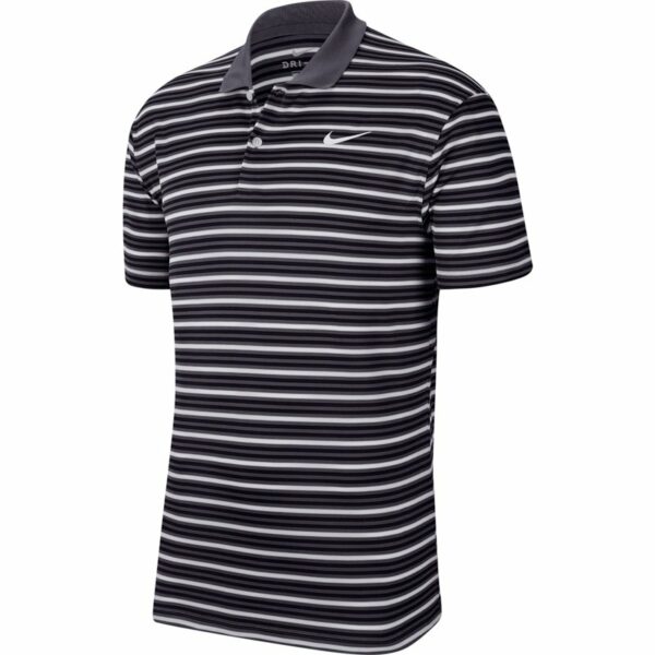 Nike Men's Dri-FIT Victory Stripe Golf Polo Shirt Black/Gridiron/White, Medium - Mens Golf Shirts at Academy Sports