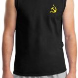 Soviet Shirt Mens Muscle Shirt Yellow Logo Pocket Print