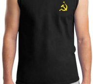 Soviet Shirt Mens Muscle Shirt Yellow Logo Pocket Print