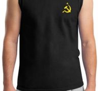 Soviet Shirt Mens Muscle Shirt Yellow Logo Pocket Print
