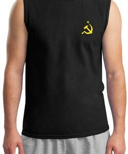 Soviet Shirt Mens Muscle Shirt Yellow Logo Pocket Print