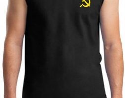 Soviet Shirt Mens Muscle Shirt Yellow Logo Pocket Print