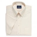 Stafford Travel Wrinkle Free Stretch Oxford Short Sleeve Button Down Collar Big And Tall Mens Dress Shirt, 16 , Beige