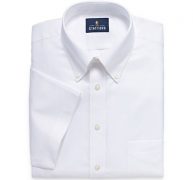 Stafford Travel Wrinkle Free Stretch Oxford Short Sleeve Button Down Collar Big And Tall Mens Dress Shirt, 16 , White