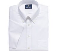 Stafford Travel Wrinkle Free Stretch Oxford Short Sleeve Button Down Collar Big And Tall Mens Dress Shirt, 16.5 , White