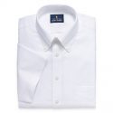 Stafford Travel Wrinkle Free Stretch Oxford Short Sleeve Button Down Collar Big And Tall Mens Dress Shirt, 17 , White