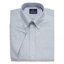 Stafford Travel Wrinkle Free Stretch Oxford Short Sleeve Button Down Collar Big And Tall Mens Dress Shirt, 17.5 , Blue