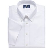 Stafford Travel Wrinkle Free Stretch Oxford Short Sleeve Button Down Collar Big And Tall Mens Dress Shirt, 17.5 , White