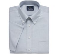 Stafford Travel Wrinkle Free Stretch Oxford Short Sleeve Button Down Collar Big And Tall Mens Dress Shirt, 20 , Blue
