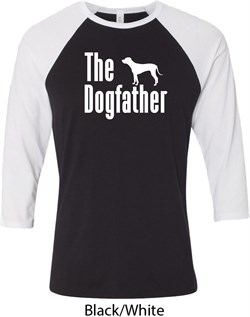 The Dog Father White Print Mens Raglan Shirt