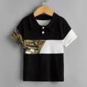 Toddler Boys Camo Spliced Polo Shirt