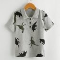 Toddler Boys Cartoon Dinosaur Print Polo Shirt