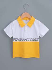 Toddler Boys Colorblock Letter Graphic Polo Shirt