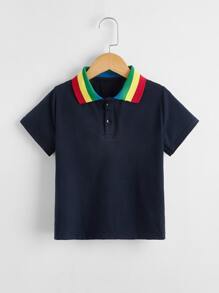 Toddler Boys Contrast Collar Polo Shirt