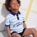 Toddler Boys Letter and Striped Polo Shirt