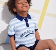 Toddler Boys Letter and Striped Polo Shirt