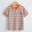 Toddler Boys Striped Embroidered Polo Tee